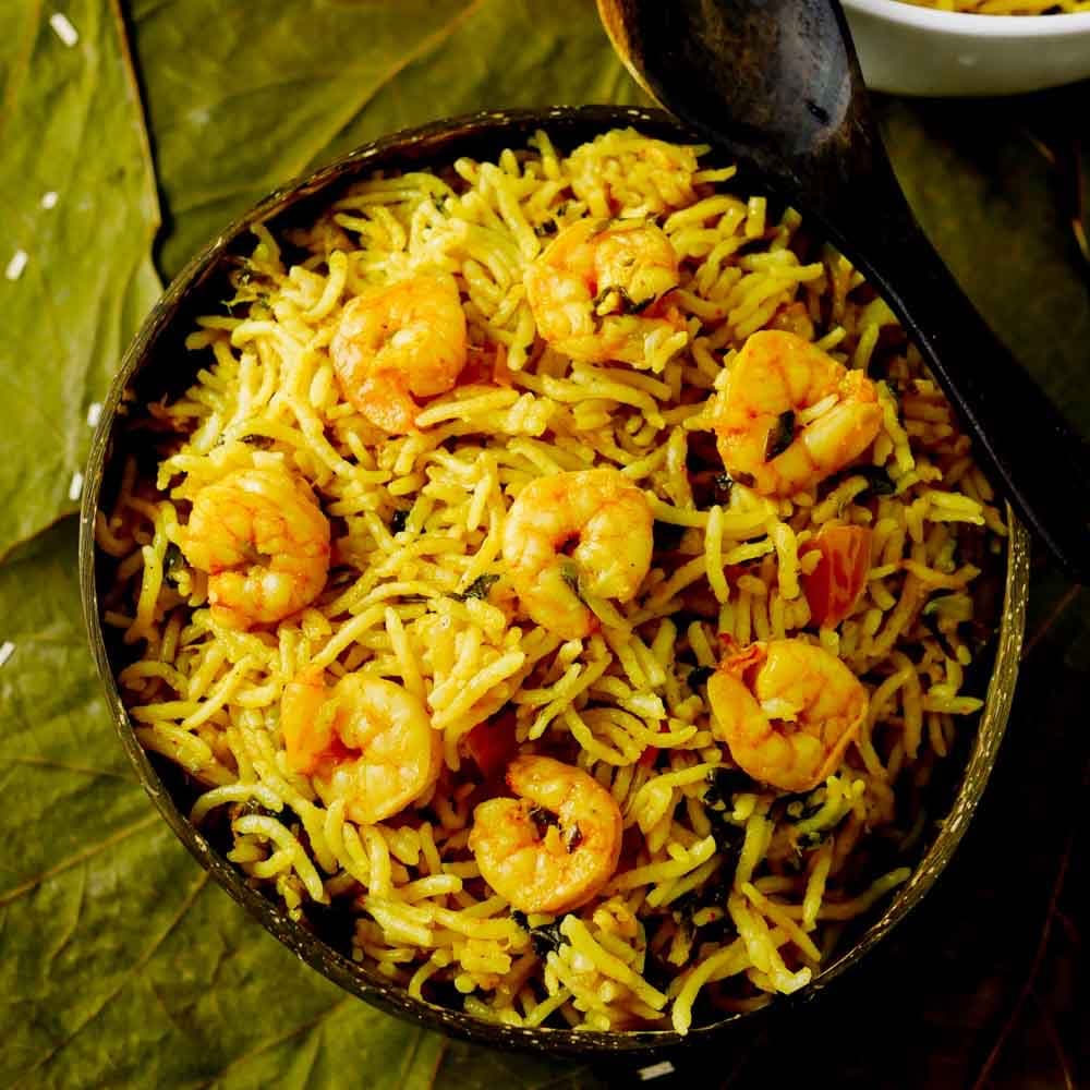 Prawn biryani